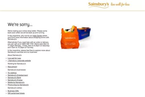 sainsbury's website|has sainsbury's website crashed today.